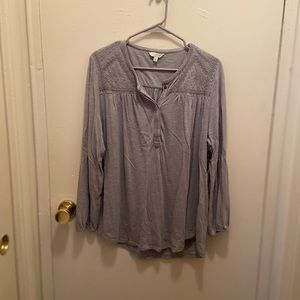 Lucky Brand Grey 3/4 Puff Sleeve
